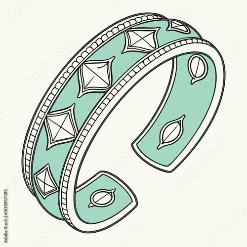 A simple and stylish turquoise cuff bracelet with a small stud design, a modern and minimalist accessory
