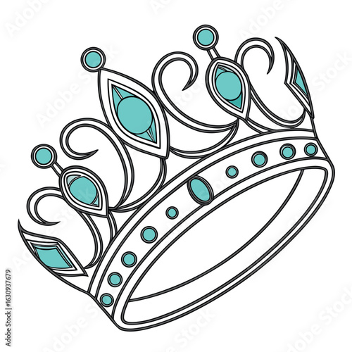 A simple turquoise tiara with a small cabochon stud design, perfect for a rustic and minimalist style
