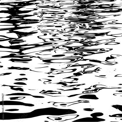 Abstract black and white rendering of rippling water surface with reflections and distortions effect