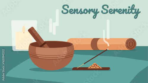 Sensory serenity with Tibetan bowl and incense