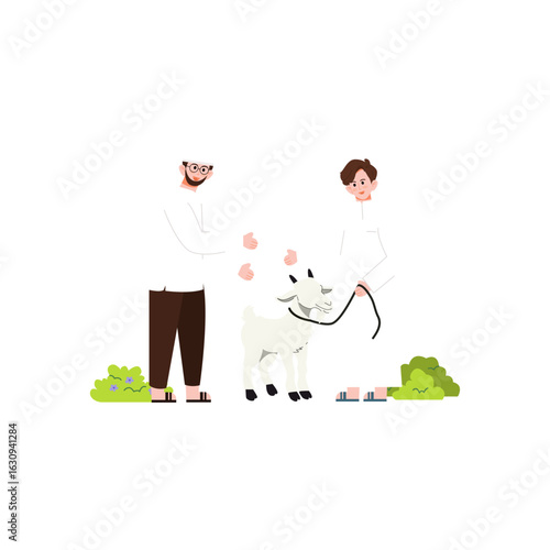 The boys with a sheep