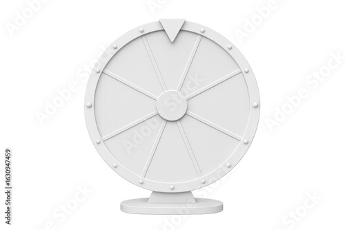 White fortune wheel spinning on transparent background, showcasing gambling, lottery, gaming possibilities in 3d rendering