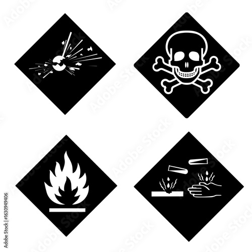 Hazardous Material Warning Signs Vector Set