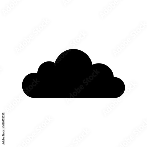 Simple black cloud icon in minimal style. Perfect for weather apps, cloud storage symbols, or digital interface design