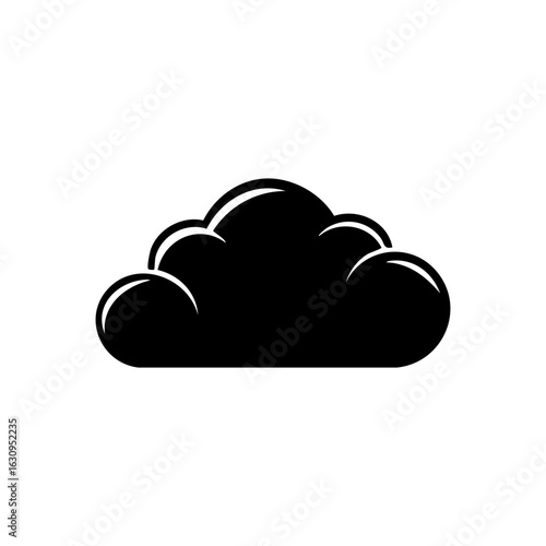 Simple black cloud icon in minimal style. Perfect for weather apps, cloud storage symbols, or digital interface design