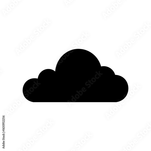Simple black cloud icon in minimal style. Perfect for weather apps, cloud storage symbols, or digital interface design