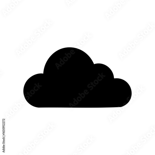 Simple black cloud icon in minimal style. Perfect for weather apps, cloud storage symbols, or digital interface design