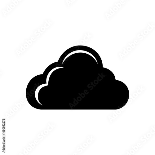 Simple black cloud icon in minimal style. Perfect for weather apps, cloud storage symbols, or digital interface design