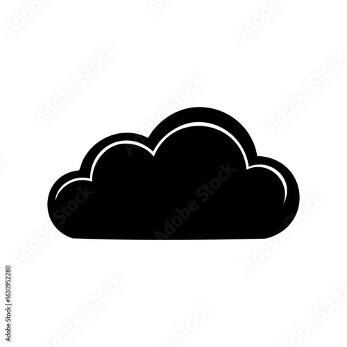 Simple black cloud icon in minimal style. Perfect for weather apps, cloud storage symbols, or digital interface design