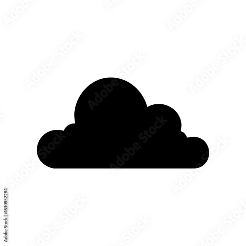 Simple black cloud icon in minimal style. Perfect for weather apps, cloud storage symbols, or digital interface design