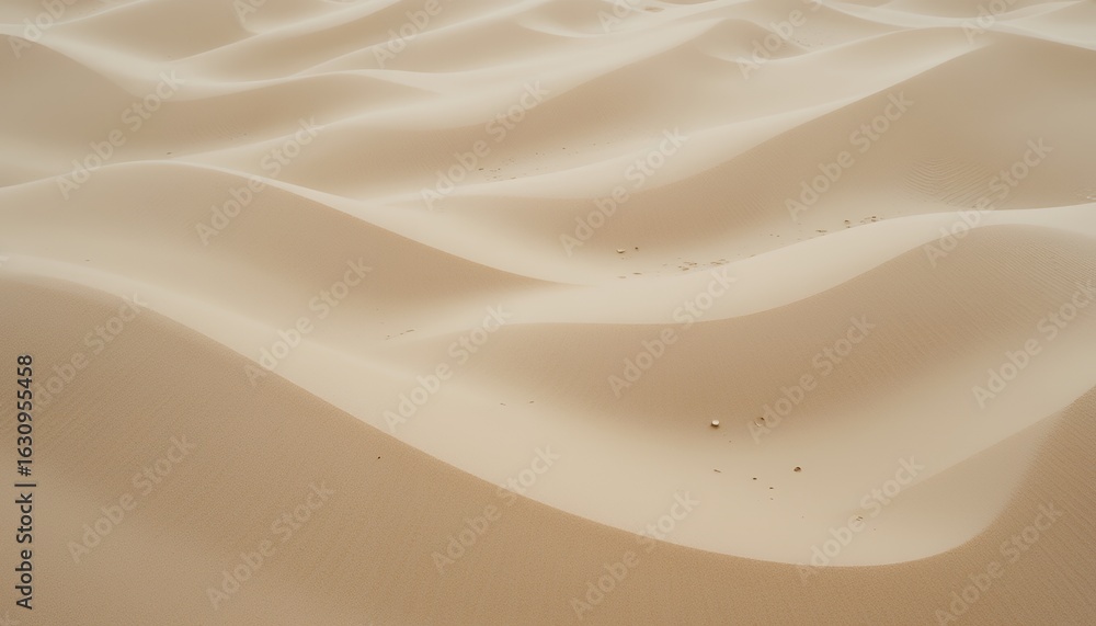 Fototapeta premium Expansive natural sand dunes exhibiting smooth curves and waves under soft light