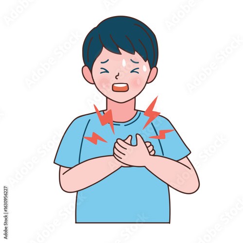 Man Experiencing Chest Pain Illustration Heart Attack Symptoms and Health Awareness