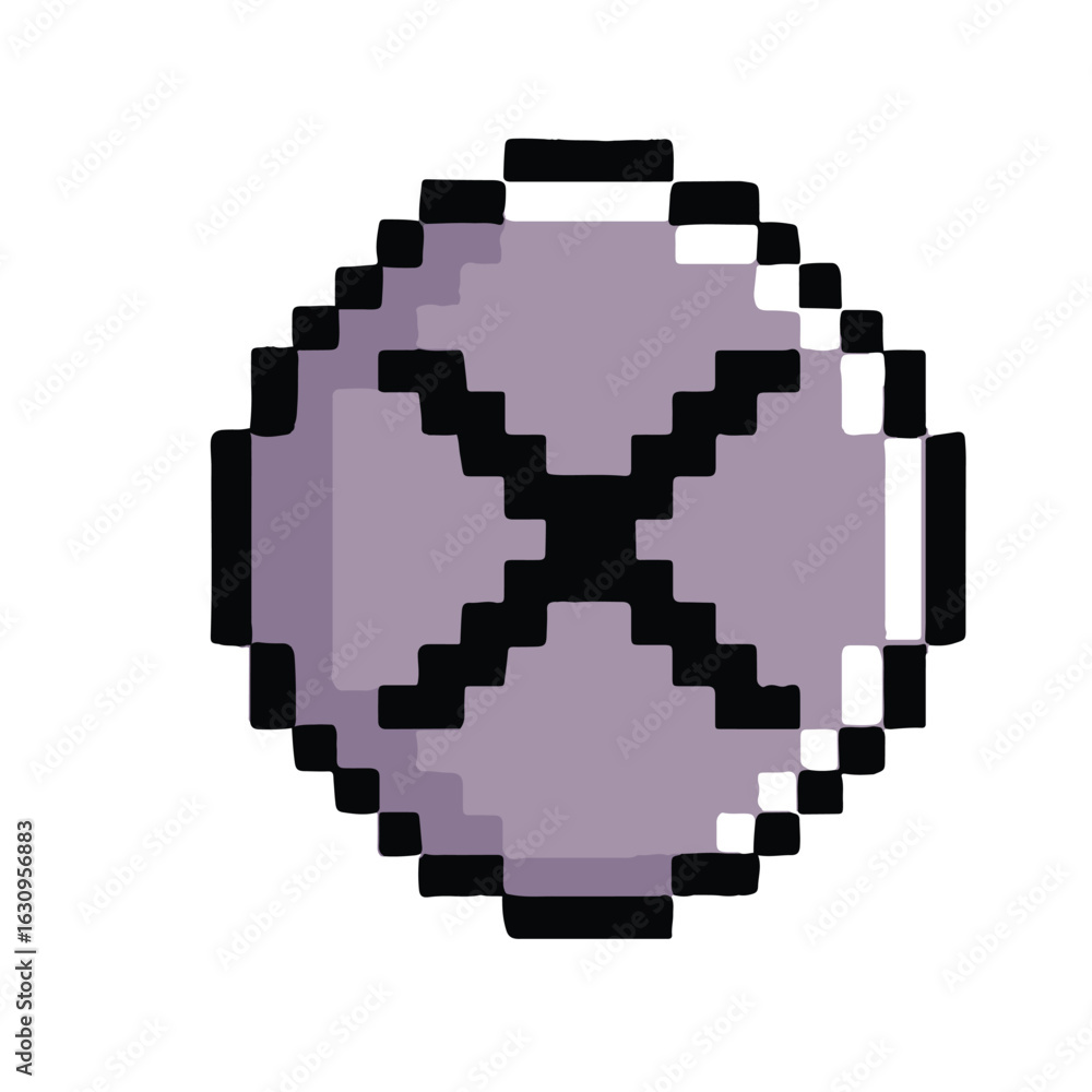 Obraz premium Pixelated Purple X Design A Retro-Inspired Abstract Button