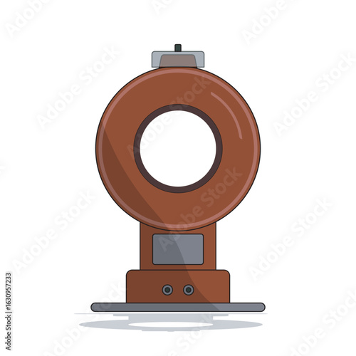 Vector image of a current transformer with circular core for electrical metering and protection systems. Ideal for substation, power grid, and industrial automation design projects.