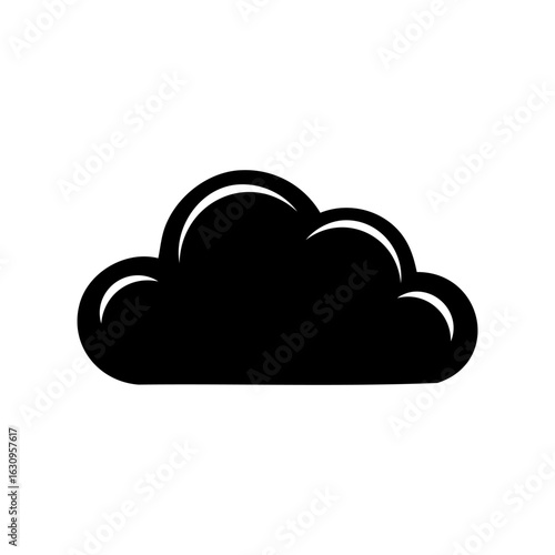 Bold silhouette cloud icon, ideal for UI/UX, tech illustrations, or modern weather forecast elements