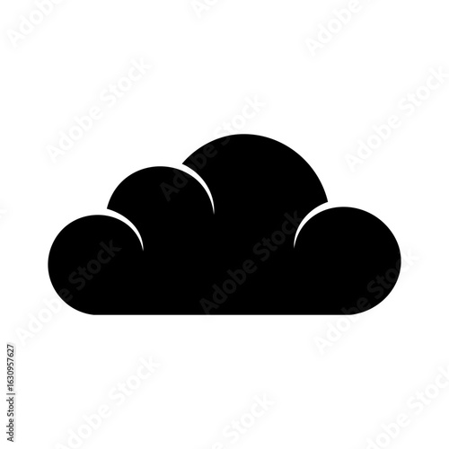 Bold silhouette cloud icon, ideal for UI/UX, tech illustrations, or modern weather forecast elements