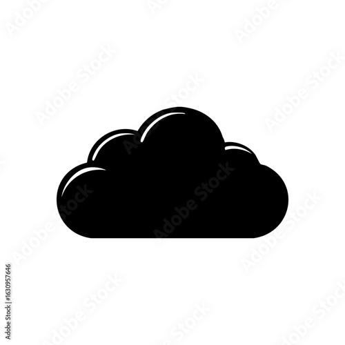Bold silhouette cloud icon, ideal for UI/UX, tech illustrations, or modern weather forecast elements