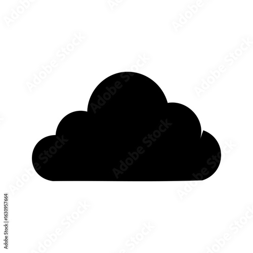 Bold silhouette cloud icon, ideal for UI/UX, tech illustrations, or modern weather forecast elements