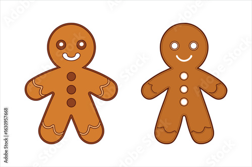 Cute christmas gingerbread man in flat style isolated on white background. Christmas cookies, Vector illustration