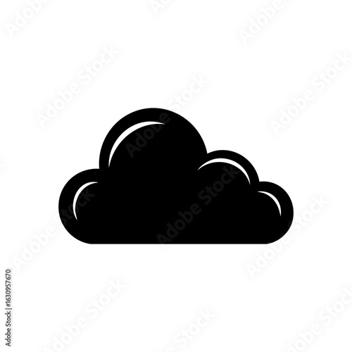 Bold silhouette cloud icon, ideal for UI/UX, tech illustrations, or modern weather forecast elements