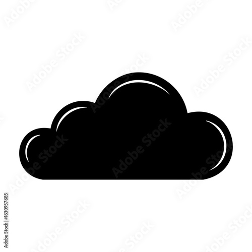 Bold silhouette cloud icon, ideal for UI/UX, tech illustrations, or modern weather forecast elements