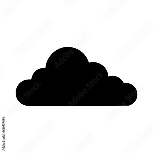 Bold silhouette cloud icon, ideal for UI/UX, tech illustrations, or modern weather forecast elements