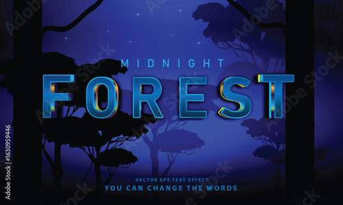midnight forest text effect illustration