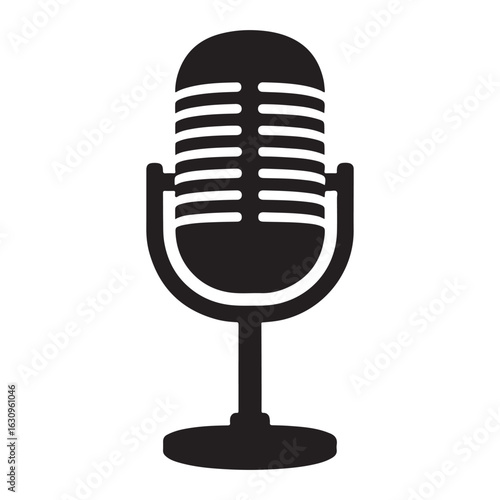 Classic retro microphone silhouette for audio recording and broadcasting