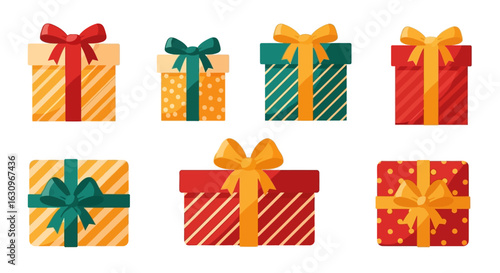 Festive gift boxes with beautiful bows ready for celebrations, birthdays, and holidays