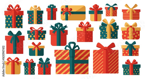 Vibrant collection of festive gift boxes with bows, perfect for celebrations and promotions