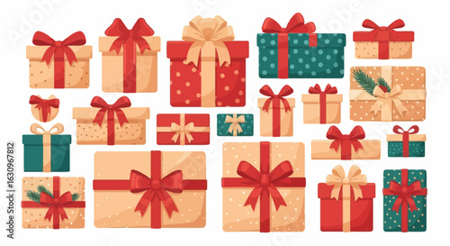 Vibrant collection of beautifully wrapped gift boxes with festive bows ready for celebration
