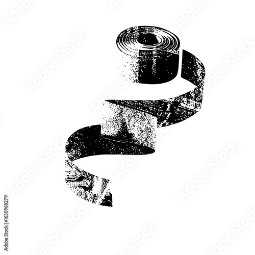 Vector Unfurling ribbon spool with textured details.
