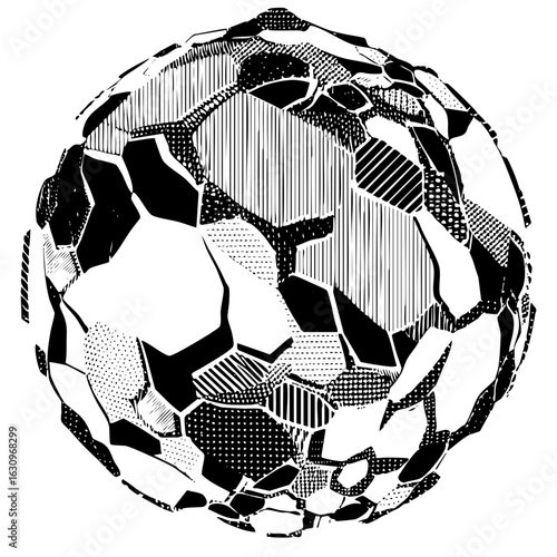 Vector Abstract fractured sphere with linear .