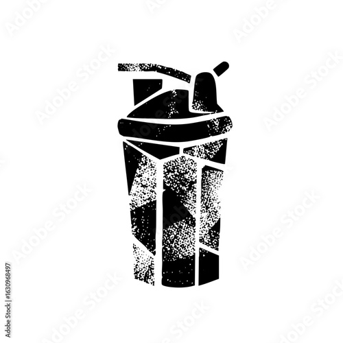 Vector Distressed spray can with nozzle and cap.