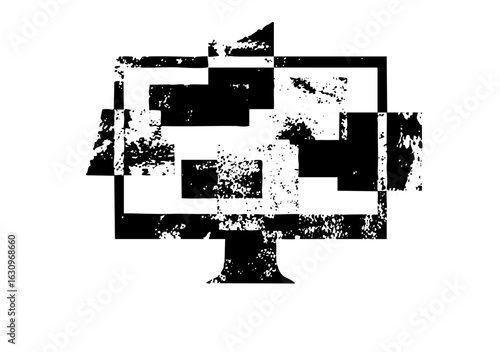 Vector Abstract digital monitor with glitch effect.