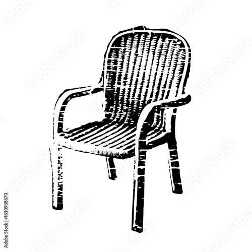 Vector of a vintage chair with textured details.