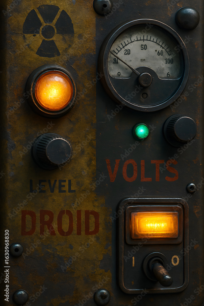 Fototapeta premium Vintage Droid Level Volts Control Panel.