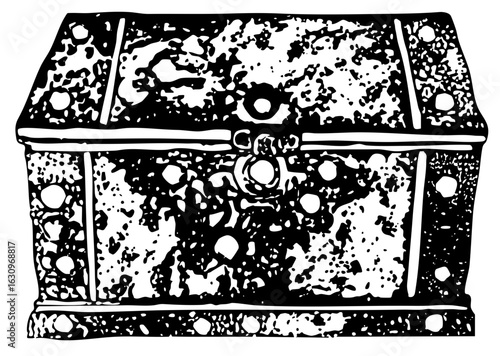 Vector Ornate chest with floral embellishments and a central .