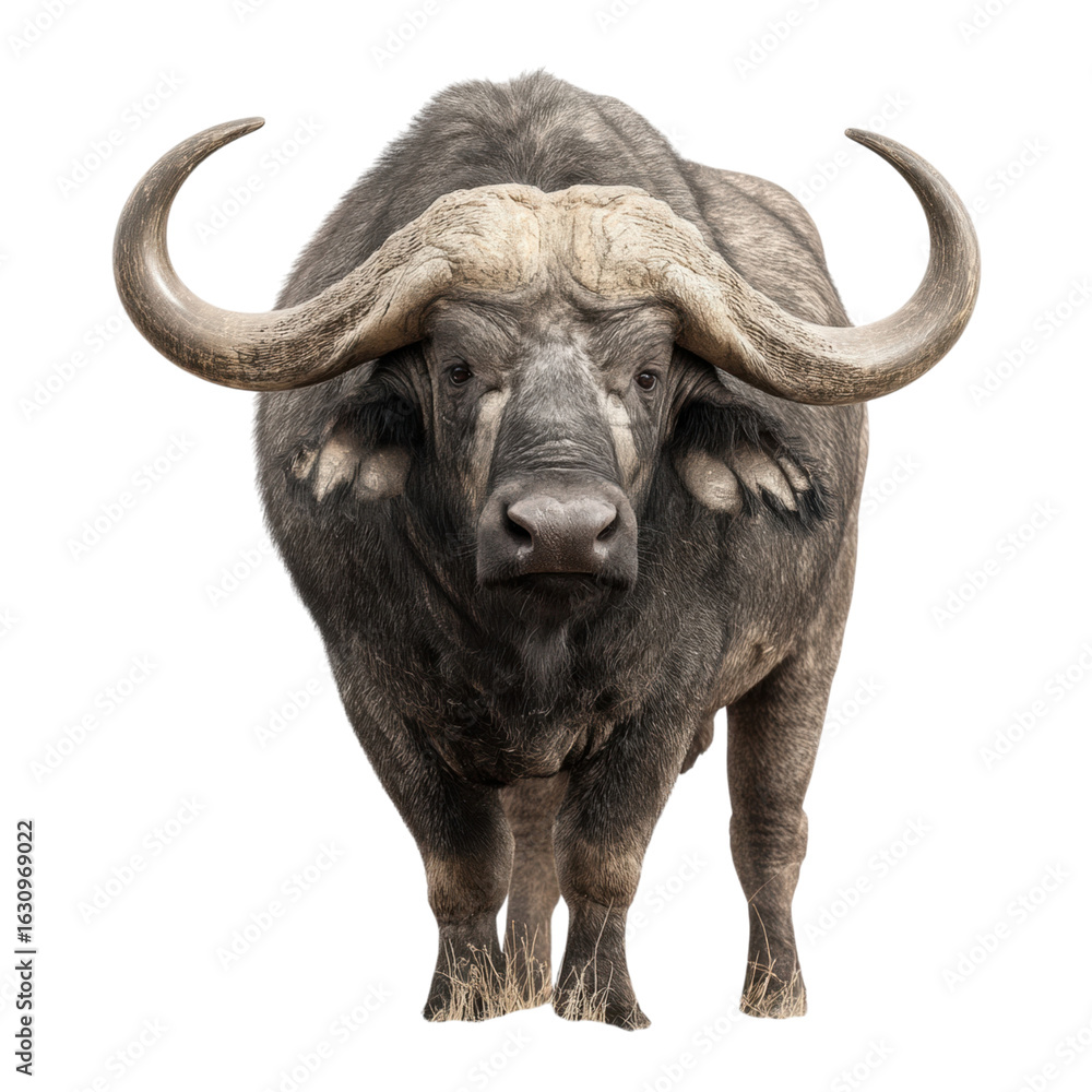 Naklejka premium Majestic Water Buffalo Staring Directly at the Camera in Studio