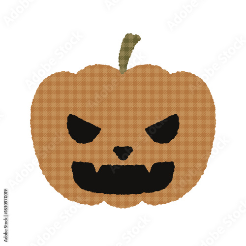 チェック柄ジャック・オー・ランタン｜Halloween Pumpkin Illustration