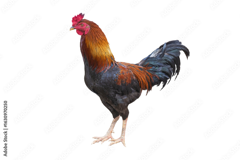 Fototapeta premium single rooster chicken isolated on white background. transparent png
