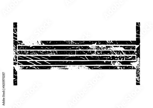 Vector Abstract bed frame with distressed texture.