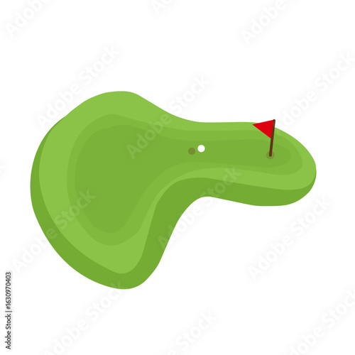 Golf course illustration. Illustration of a field with green grass. Flat design illustration of a field. Cartoon illustration of a golf course