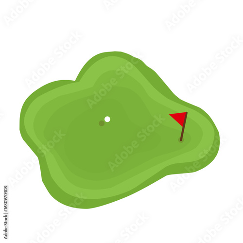 Golf course illustration. Illustration of a field with green grass. Flat design illustration of a field. Cartoon illustration of a golf course