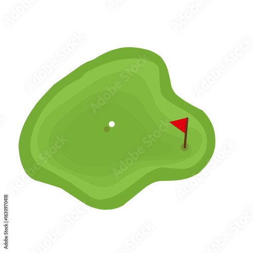 Golf course illustration. Illustration of a field with green grass. Flat design illustration of a field. Cartoon illustration of a golf course