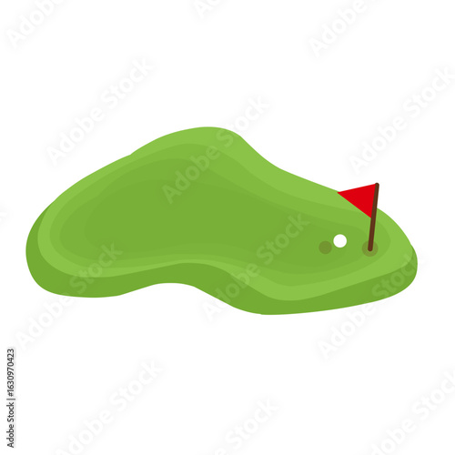 Golf course illustration. Illustration of a field with green grass. Flat design illustration of a field. Cartoon illustration of a golf course