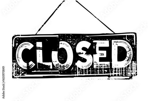 Vector Distressed Closed Sign with Hanging Ropes