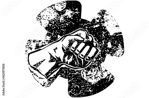 Vector Fist Clenched Around a Puzzle Piece