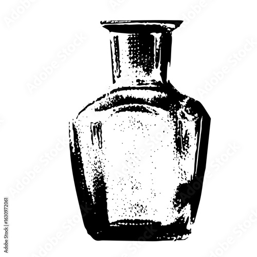 Vector Vintage glass flask with textured effect.