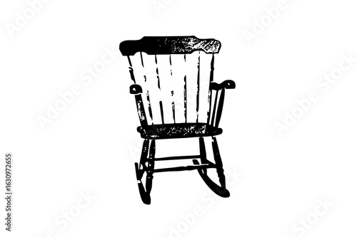 Vector Vintage rocking chair in black and white.